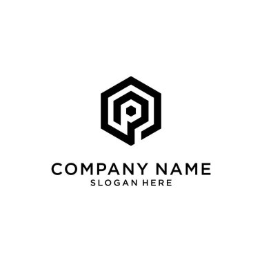 P or PP letter logo design template vector on white background.