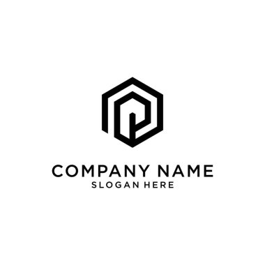 P or PP letter logo design template vector on white background.