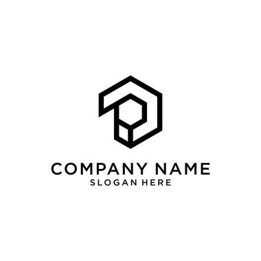 P or PP letter logo design template vector on white background.