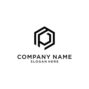 P or PP letter logo design template vector on white background.