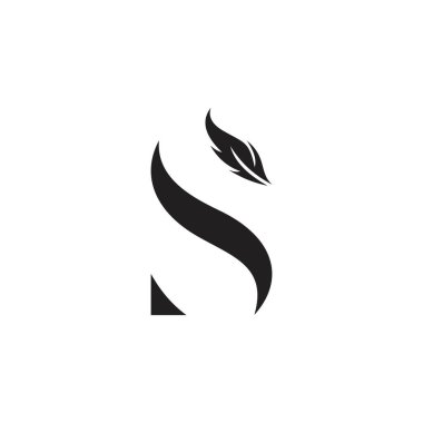 Initial Letter S Logo with feather. Trendy Design concept luxury feather element and Letter S for corporate