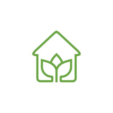Vector logo of nature green leaf and house.