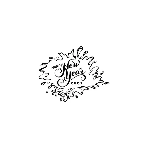 Szczęśliwego Nowego Roku 2021 Ilustracja Wektora Świątecznego Kompozycją Literową Pęknięcie — Wektor stockowy