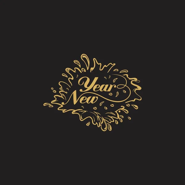 Happy New Year Gold Lettering Text Greeting Card Holiday Luxury — Wektor stockowy