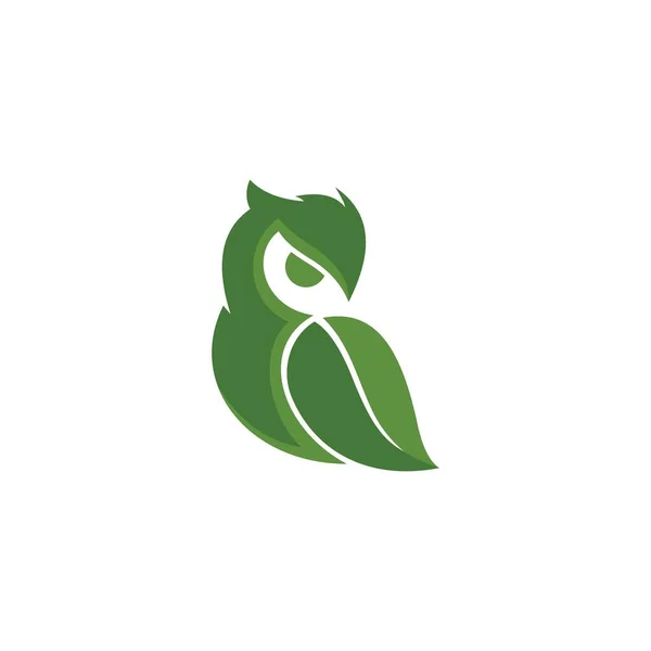 Owl Vector Logo Design Leaf Icon Vector — Stock Vector