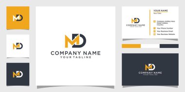 MD or DM letter logo design vector with business card design.