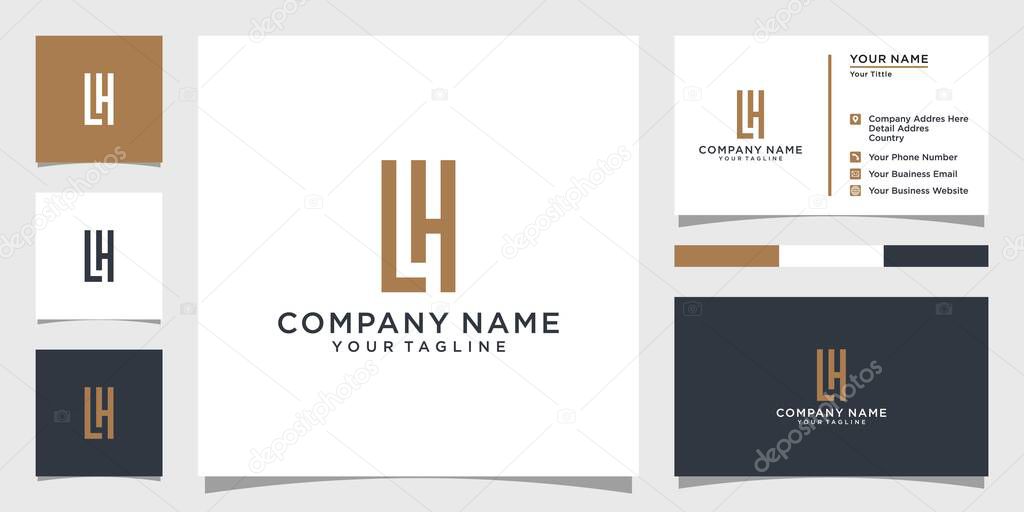 LH or HL initial letter logo design vector with business card design.