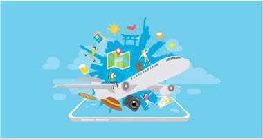 vector illustration virtual for travel and transport concept design for banner website, poster