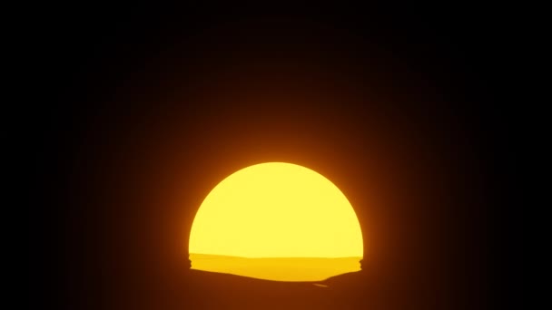 Red Sunsets Sea Amnimation Sun Touches Horizon Sky Dark Sun — Vídeo de Stock