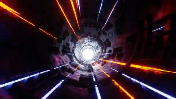 Futuristic Space Hangar Tunnel Corridor Hot Glowing Lights Illustration Live — Vídeo de Stock