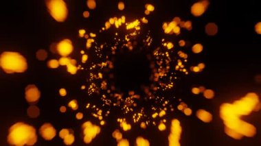 Glowing yellow bokeh circles, sparkling golden dust abstract gold luxury background decoration , loop , animation 