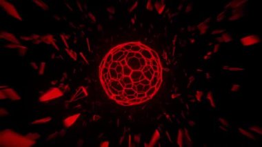 Abstract sphere, structure floating in the air and deforming, 3d, vj loop, digital art, generative art.