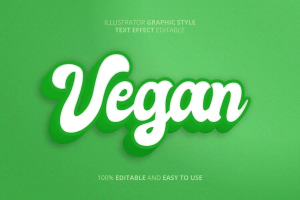 Editable Vegan Text Effect Green Background Lowercase Illustration Vector Design — Stock Vector