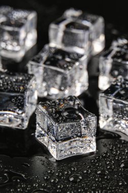 Multiple Ice cubes on a Black background
