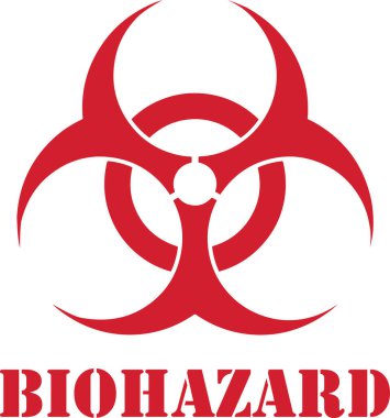 Biohazard Text in Red Caution Warning Danger Sign. Vector illustration