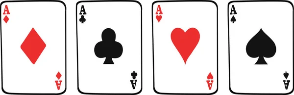 Aces All Suits Deck Playing Cards Including Diamonds Clubs Hearts — Wektor stockowy