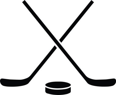 Crossed Hockey Sticks with Puck Ice Vector Sports. Vector illustration