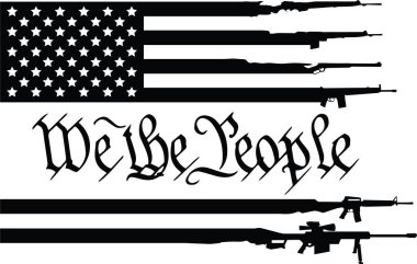 We The People Rifle Gun USA Distressed American Flag . Vector illustration clipart