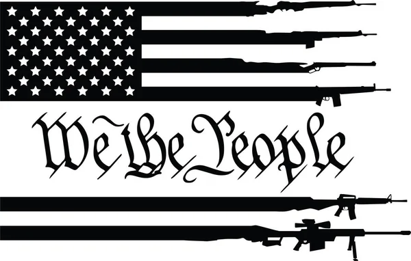 People Rifle Gun Usa Distressed American Flag Vector Illustration — Stock Vector