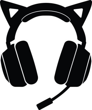 Cat Headset Gaming Head Set Gamer Streamer Video Games PC Console. Vector illustration