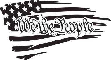 Distressed American USA Flag We The People Preamble. Vector illustration