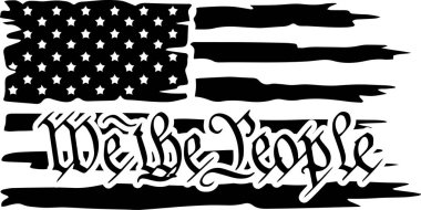 Distressed American USA Flag We The People Preamble. Vector illustration