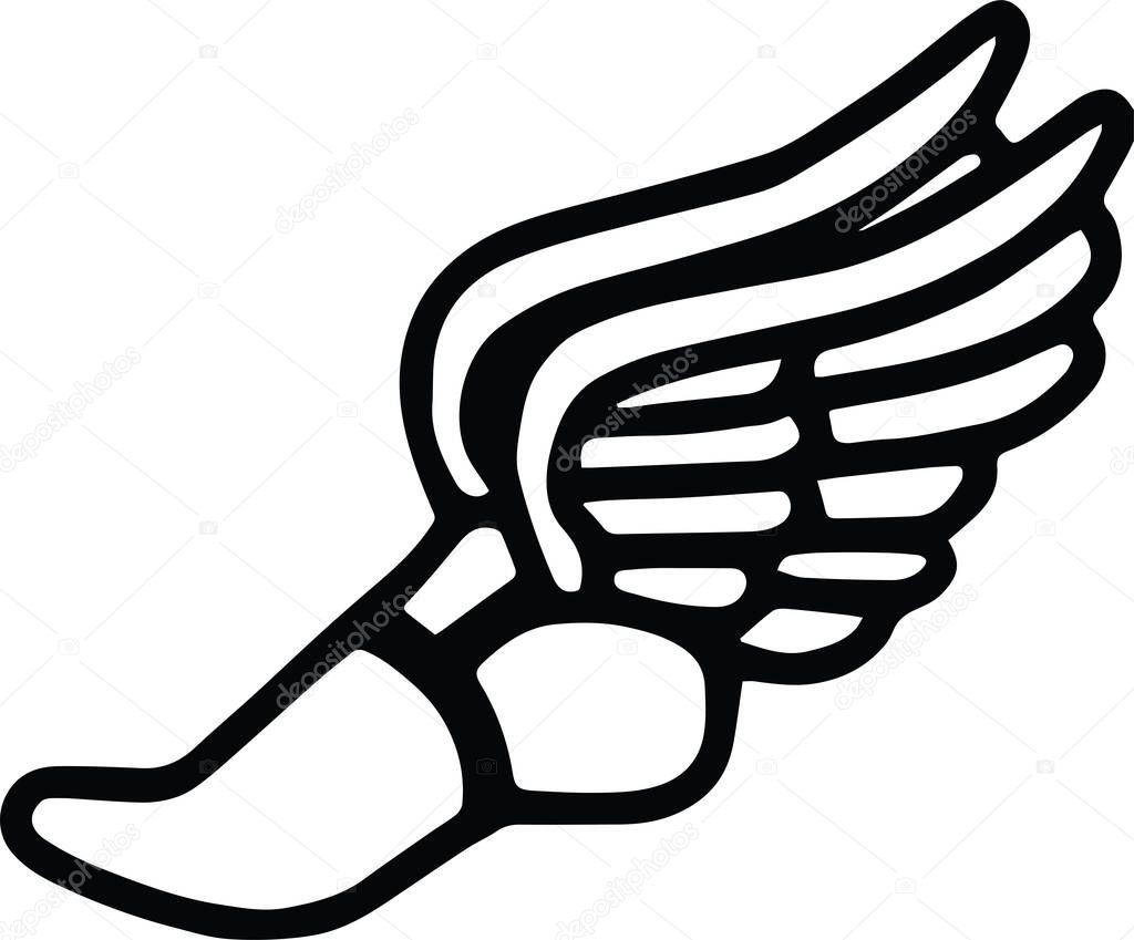 Track and Field Cross Country Runner Shoe with Wings. Vector illustration