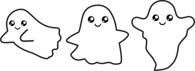 Cute Kawaii Halloween Scary Spooky Decoration Costume. Vector illustration