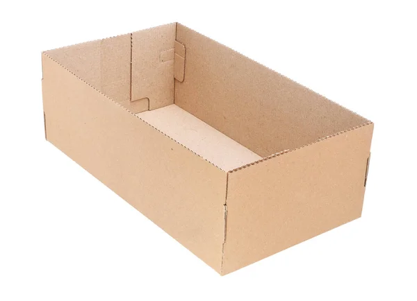 Pudełko Kartonowe Brązowe Izolowane Białym Tle — Zdjęcie stockowe