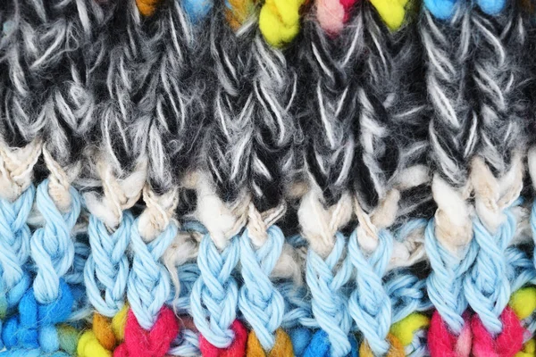 Bright Colorful Multicolored Background Knitted Wool Close — Stock Photo, Image