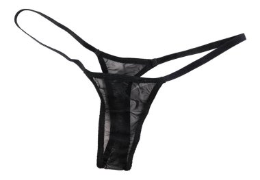 Sexy black thong with a T-neck isolated on a white background.