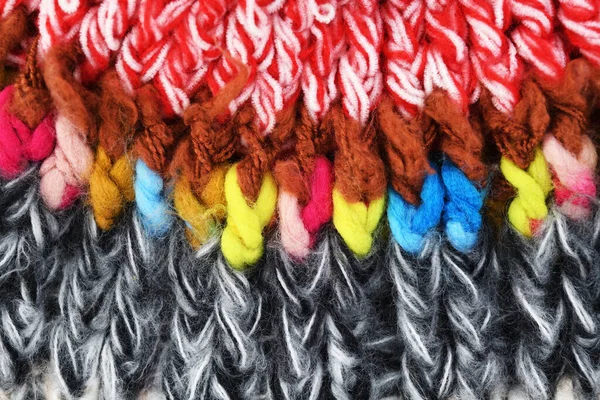 Яркий Красочный Многоцветный Фон Вязаной Шерсти Крупным Планом — стоковое фото