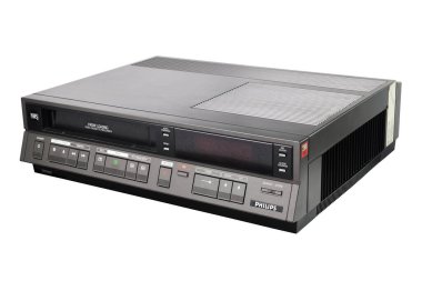 Berlin, Germany 11.29.2020: Old 1985 Philips VR6460 video recorder isolated on white background. clipart
