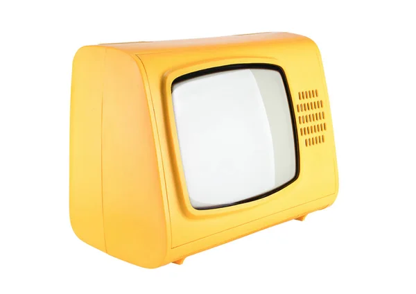 Gelber Alter Fernseher Isoliert Auf Weißem Hintergrund 1970Er 1980Er 1990Er — Stockfoto