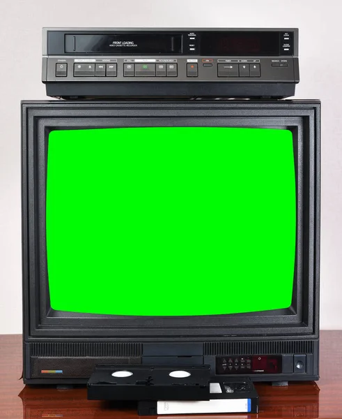 Stary Srebrny Telewizor Vintage Zielonym Ekranem Aby Dodać Nowe Zdjęcia — Zdjęcie stockowe