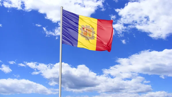 Andorra National Flag Flying Image — Photo