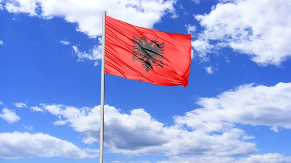 Albania National Flag Flying Image — 스톡 사진