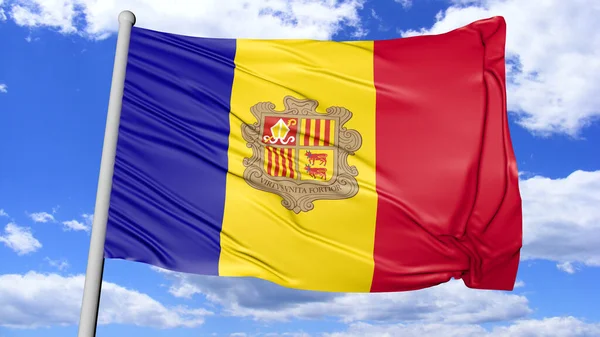 Andorra National Flag Flying Image — Photo