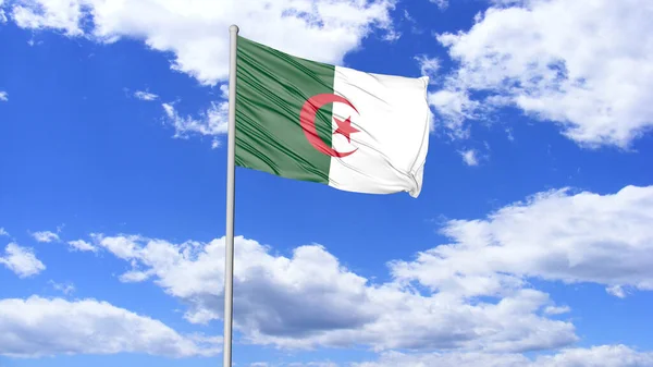 Развевающийся Флаг Алжира — стоковое фото
