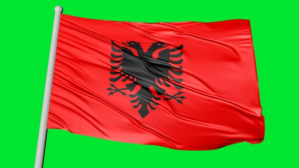 Albania National Flag Flying Image — Zdjęcie stockowe