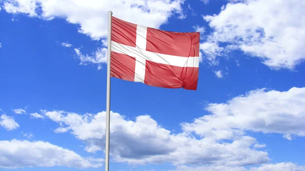 Denmark Flag Flying Image — Stok fotoğraf
