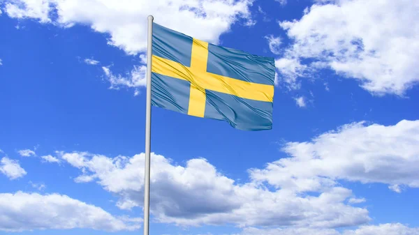 Sweden Flag Flying Sky Image — Stockfoto