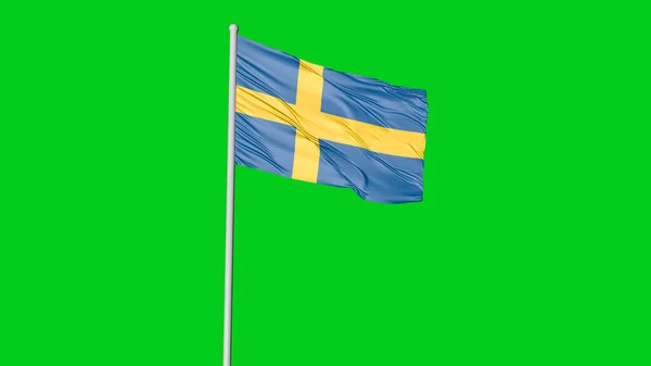 Sweden Green Screen Flag Flying Image — Stockfoto
