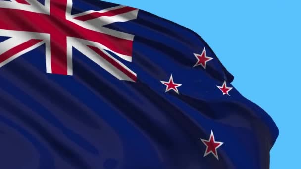 New Zealand Flag Flying Animation — Stockvideo
