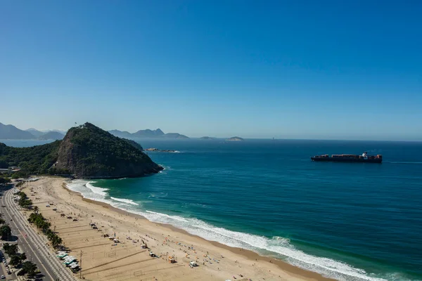 Rio Janeiro Brazil Aerial View Leme Beach Atlantica Avenue Sunny — Stock Fotó