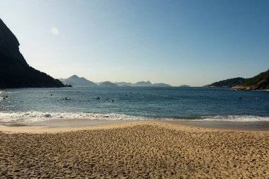 Red beach, Rio de Janeiro, Brazil. Praia Vermelha and Guanabara Bay.
