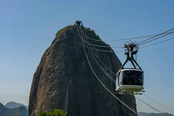 Rio de Janeiro, Brazil. May 24, 2022: Sugarloaf Mountain and Cable Car crossing.