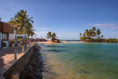 Morro de Sao Paulo, Bahia - Brazil - March 19th, 2012: View of the Second Beach and the village.