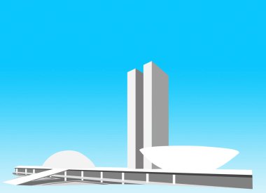 Brasilia DF, Brazil. May 10, 2022. National Congress of Brazil. Blue sky background. EPS illustration.