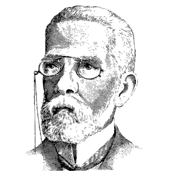 Machado de Assis. Brazilian writer. One of the biggest names in Brazilian literature. Vector illustration in black color with no background